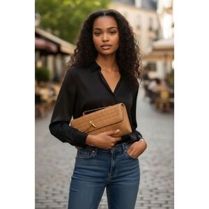 New Tan Faux Leather Clutch Handbag